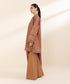 Women's Unstitched Cambric Brown Printed 3 Piece Suit